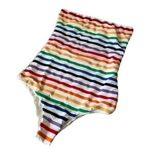 Bandeau Swimsuit One Piece Rio De Janerio Paraty Rainbow Stripe  Sz3 $276